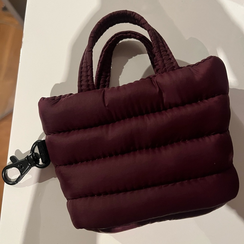 Lands' End Burgundy Quilted mini bag charm